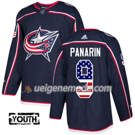 Kinder Eishockey Blue Jackets Trikot Artemi Panarin 9 Adidas 2017-2018 Marineblau USA Flag Fashion Authentic